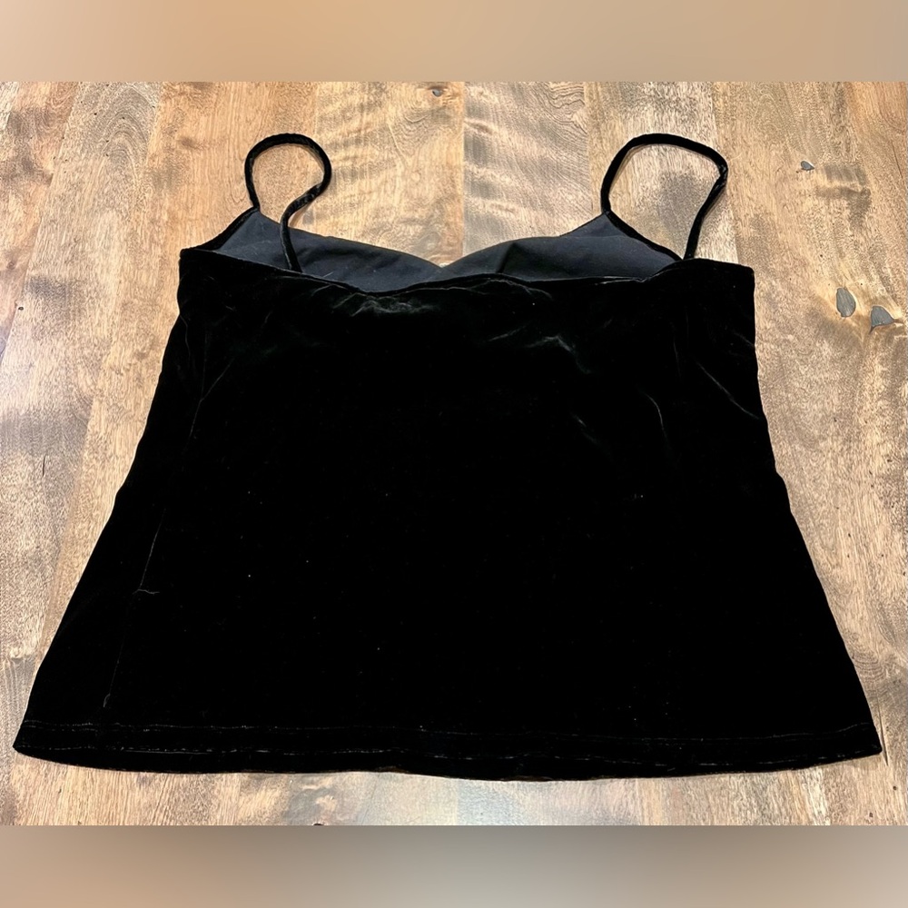 Eileen Fisher, Black Stretch Velvet Camisole, self bra, size M